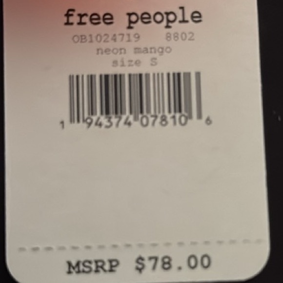 NEW Free People SMALL pretty lil running top neon mango FAST SHIP ✅ FREE GIFT 🎁 - Picture 5 of 9